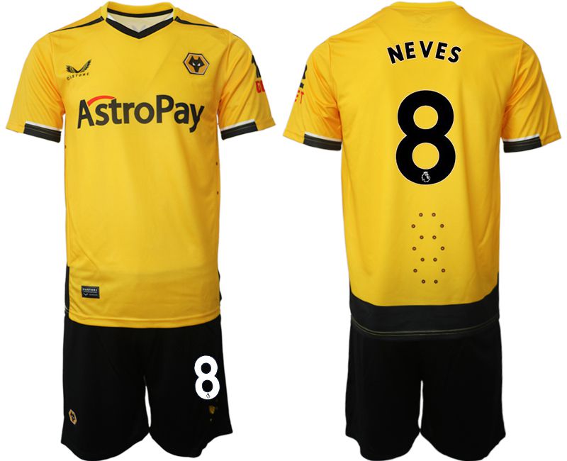 Men 2022-2023 Club Wolverhampton Wanderers home yellow #8 Soccer Jersey->other club jersey->Soccer Club Jersey